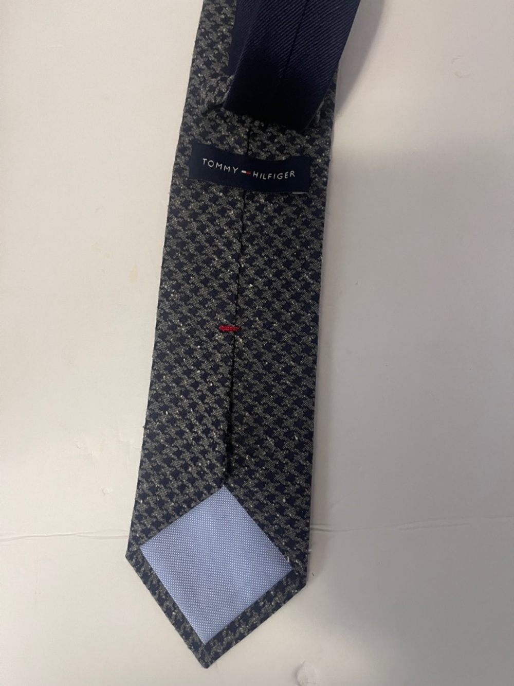 Tommy Hilfiger Navy and Light Gray Micro-Pattern Silk Tie